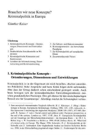 417-445, Brauchen wir neue Konzepte? Kriminalpolitik in Europa
