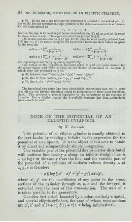 Note on the potential of an elliptic cylinder.