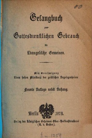 Gesangbuch zum gottesdienstlichen Gebrauch für evangelische Gemeinen