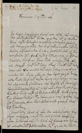Nr. 9: Brief von Friedrich Burchard Beneken an Johann Martin Miller, Hannover, 9.11.1788