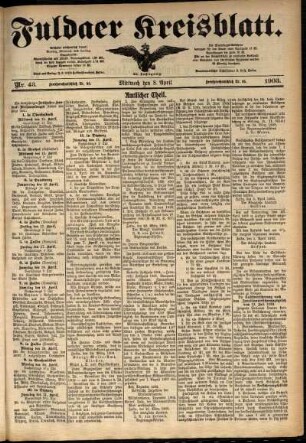 Zweite Ausgabe vom Mittwoch, den 08. April 1903.