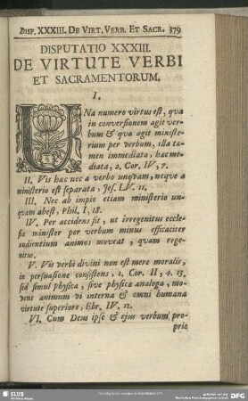 Disputatio XXXIII. De Virtute Verbi Et Sacramentorum