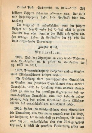 Fünfter Titel. Miteigenthum