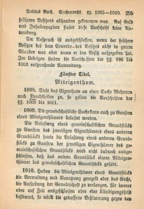 Fünfter Titel. Miteigenthum