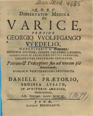 Dissertatio Medica De Varice