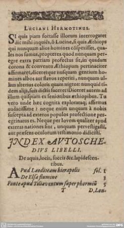 INDEX AUTOSCHEDIUS LIBELLI.