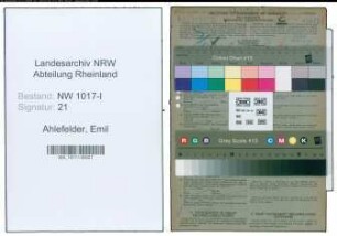 Entnazifizierung Emil Ahlefelder , geb. 24.02.1909 (Saegenrichter)