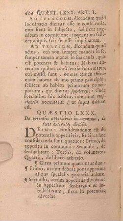 Quaestio LXXX. De potentiis appetitivis in communi, in duos articulos divisa.
