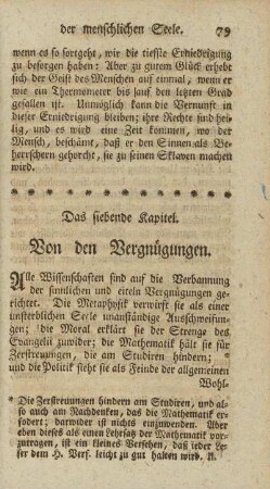 Das siebende Kapitel. Von den Vergnügungen