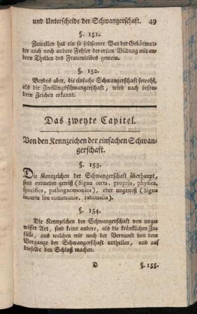 Das zweyte Capitel. Von den Kennzeichen der einfachen Schwangerschaft