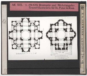 Rom, Peterskirche : Grundrisse (Bramante, Michelangelo)