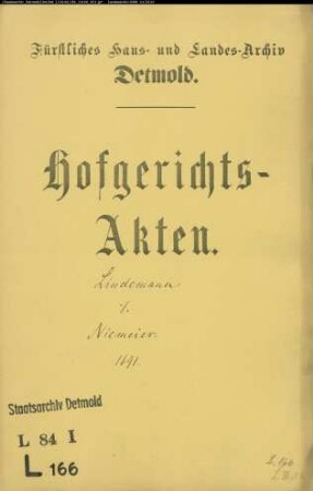 Linnemann, Simon Hermann gegen Henrich Niemeyer zu Orbke - Schuldforderung