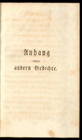 Anhang einiger andern Gedichte