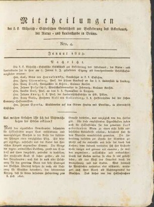 Mittheilungen. Nro. 4. Januar 1823