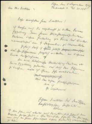 W. Wrede an Ministerialdirektor