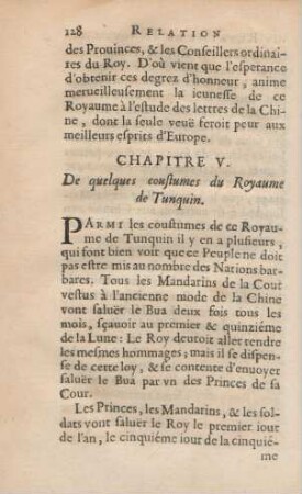 Chapitre V. De quelques coustumes du Royaume de Tunquin