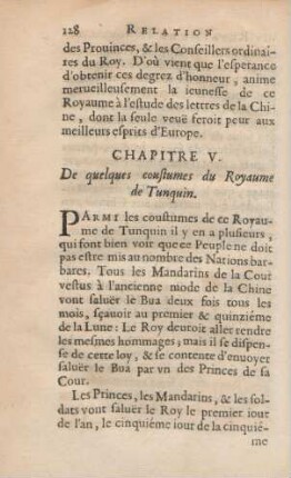Chapitre V. De quelques coustumes du Royaume de Tunquin