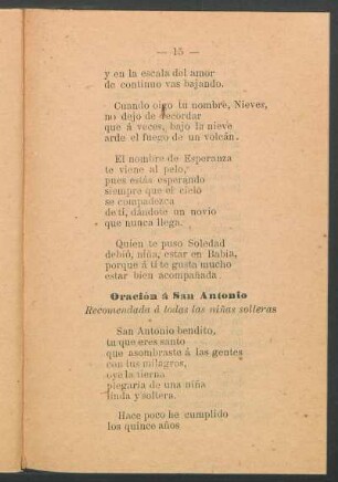 Oración á San Antonio : Recomendada á todas las niñas solteras