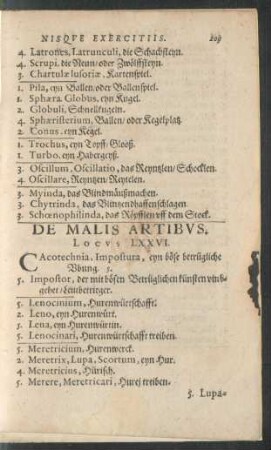 De Malis Artibus. Locus LXXVI.