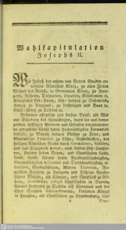 Wahlkapitulation Josephs II.