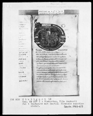 Rimbertus - Vita Anscarii — Initiale D (ominis), Folio 4recto
