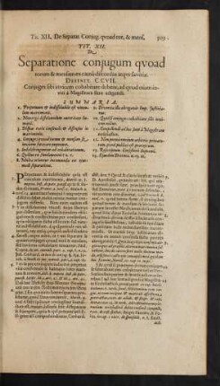 Tit. XII. De Separatione conjugum quoad torum & mensam ex causâ discordiae atque saevitiae.