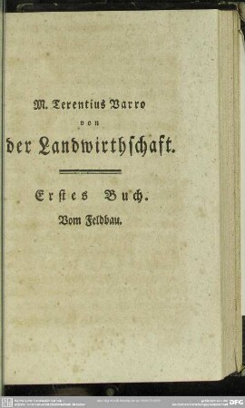 Erstes Buch. Vom Feldbau