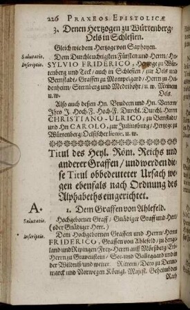 Titul des Heyl. Röm. Reichs und anderer Graffen/ und werden diese Titul ... nach Ordnung des Alphabeths eingerichtet.