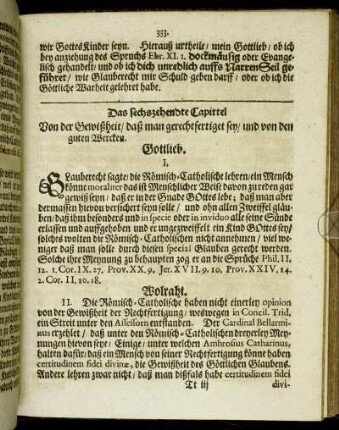 Das sechszehende Capittel Von der Gewißheit/ daß man gerechtfertiget sey/ und von den guten Wercken.
