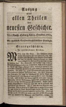 XLI. Nachl. Coburg, den 11. October. 1760.