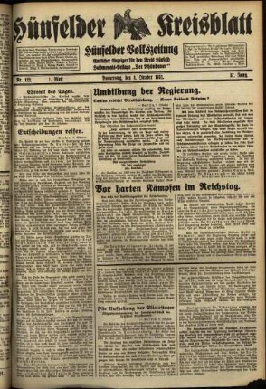 Erste Ausgabe vom Donnerstag, den 08. Oktober 1931.