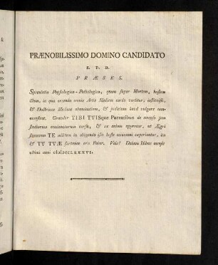 Praenobilissimo Domino Candidato