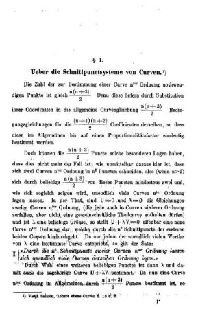 § 1. Ueber die Schnittpunctsysteme von Curven.