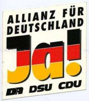 Aufkleber der Allianz für Deutschland zur Volkskammerwahl 1990