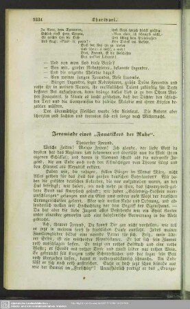 Jeremiade eines „Fanatikers der Ruhe“