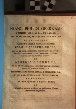 De moliminibus naturae criticis, ac quibusdam illorum impedimentis in febribus