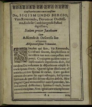 Consratri ac amico meo carissimo Dn. Sigismundo Bergio, [...]