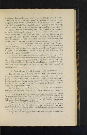 b. Gesetzliche Einschränkungen der Spekulation.