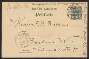 Postkarte an Ferruccio Busoni, 29.09.1899