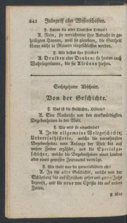 Sechszehnter Abschnitt. Von der Geschichte.