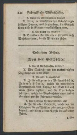 Sechszehnter Abschnitt. Von der Geschichte.