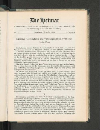 Dänische Heeresreform und Verteidigungspläne vor 1864.