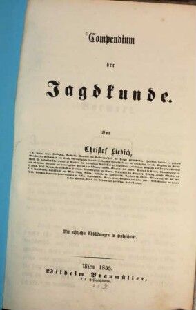 Compendium der Jagdkunde : mit achtzehn Abbildungen in Holzschnitt