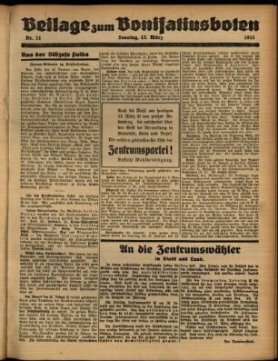 Zweite Ausgabe vom Sonntag, den 12. März 1933.