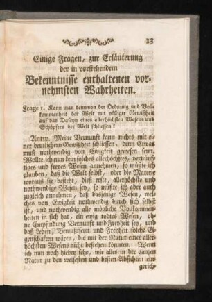 Einige Fragen, zur Erläuterung der in vorstehendem Bekenntnisse enthaltenen vornehmsten Wahrheiten.