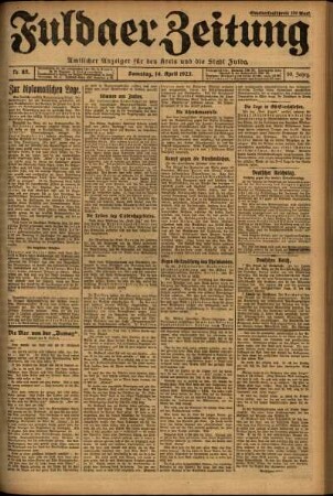 Ausgabe vom Samstag, den 14. April 1923.