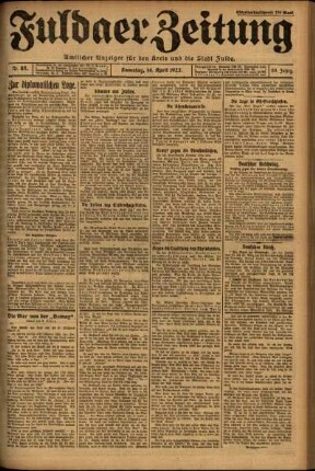 Ausgabe vom Samstag, den 14. April 1923.