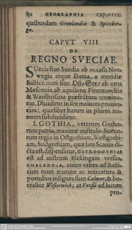 Caput VIII. De Regno Sveciae