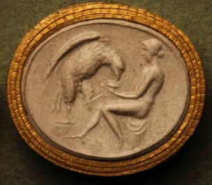 Hebe speist den in einen Adler verwandelten Jupiter (Daktyliothek, Erstes Mythologisches Tausend)