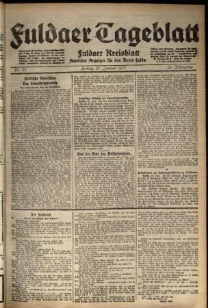 Ausgabe vom Freitag, den 27. Januar 1922.